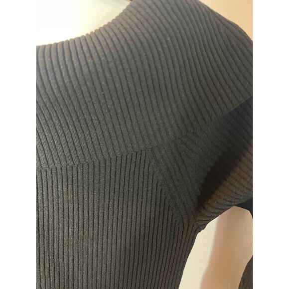 New MNG MANGO Black Off Shoulder Long Sleeve Ribbed Sweater Dress S - Picture 10 of 16